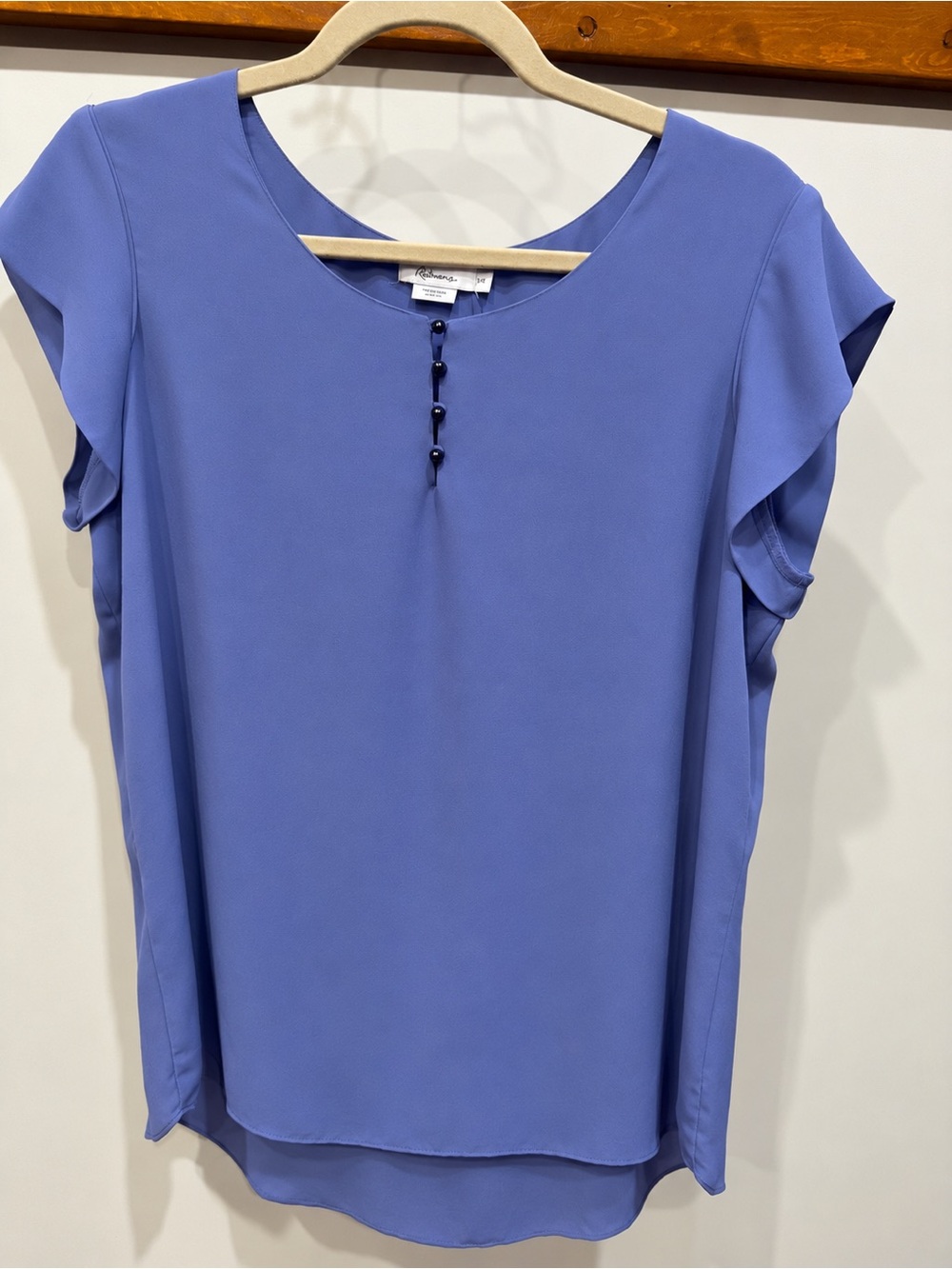 Reitmans Lavender Short Sleeve Blouse with Front Button Detail